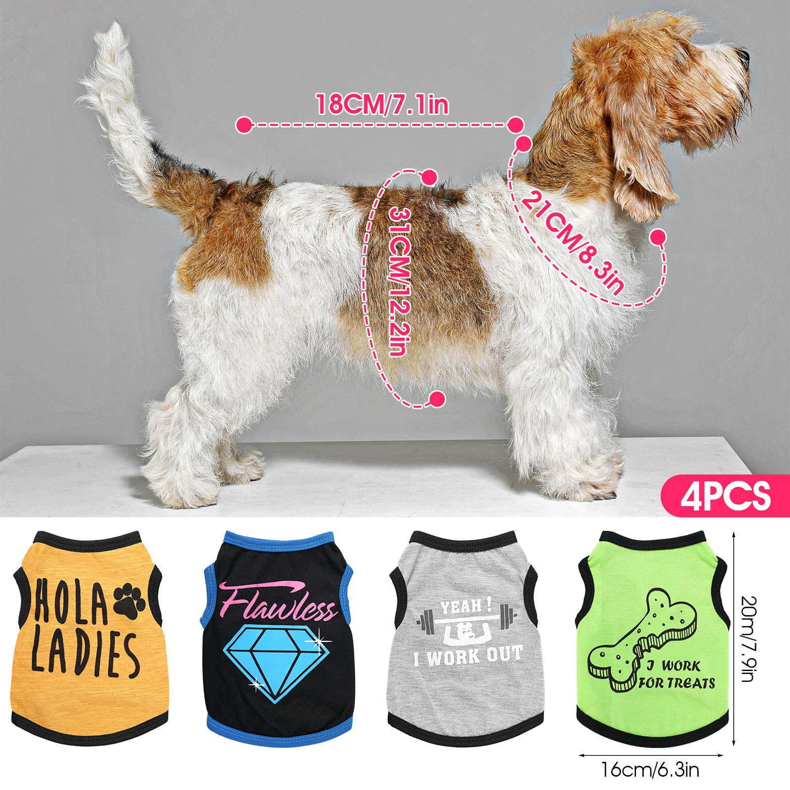 Lot de 4 vêtements pour chihuahua, t-shirts mignons pour petit chien, doux et confortable, noir, taille XXS pour Teacup, Yorkshire Terrier, chiots et chatons