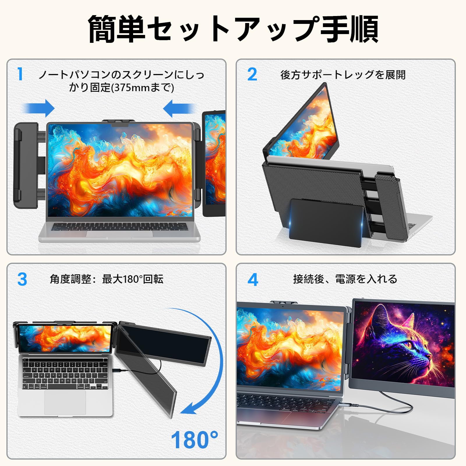 Amazon.co.jp: 14.2 インチ デュアルディスプレイ ダブルモニター 120