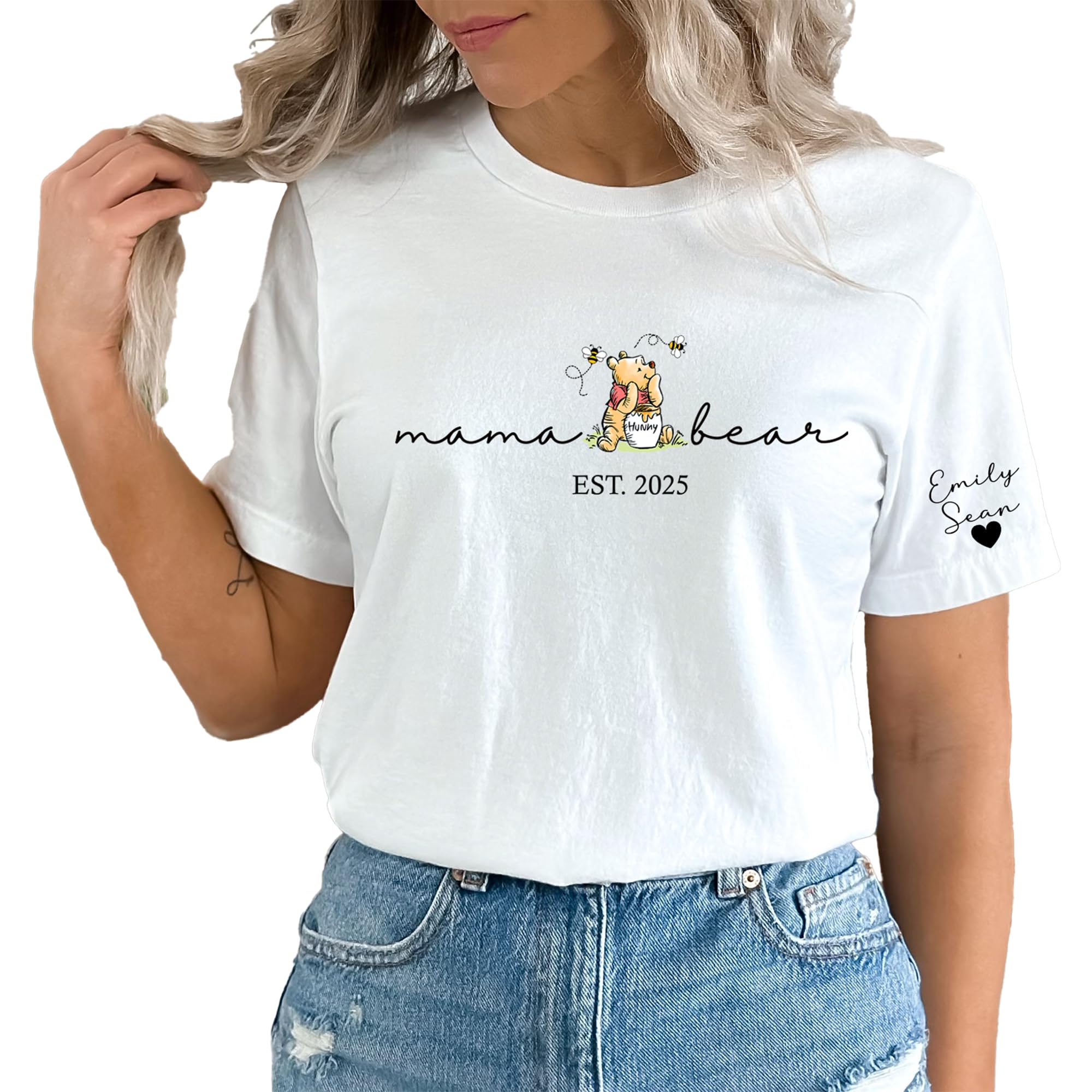 Personalized Mama Bear Shirts for Women Mama Bear T Shirt for Momma for Mom Crewneck Tees for Her
