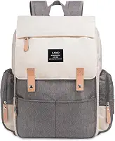 THE LAND Bolsa Mochila Maternidade, Original, Modelo Luxury, Marca d’água LANDUO, Até 7kg, 16 Bolsos Funcionais, Trocador, Ganchinhos, Impermeável, Térmica, Oxford 600D.