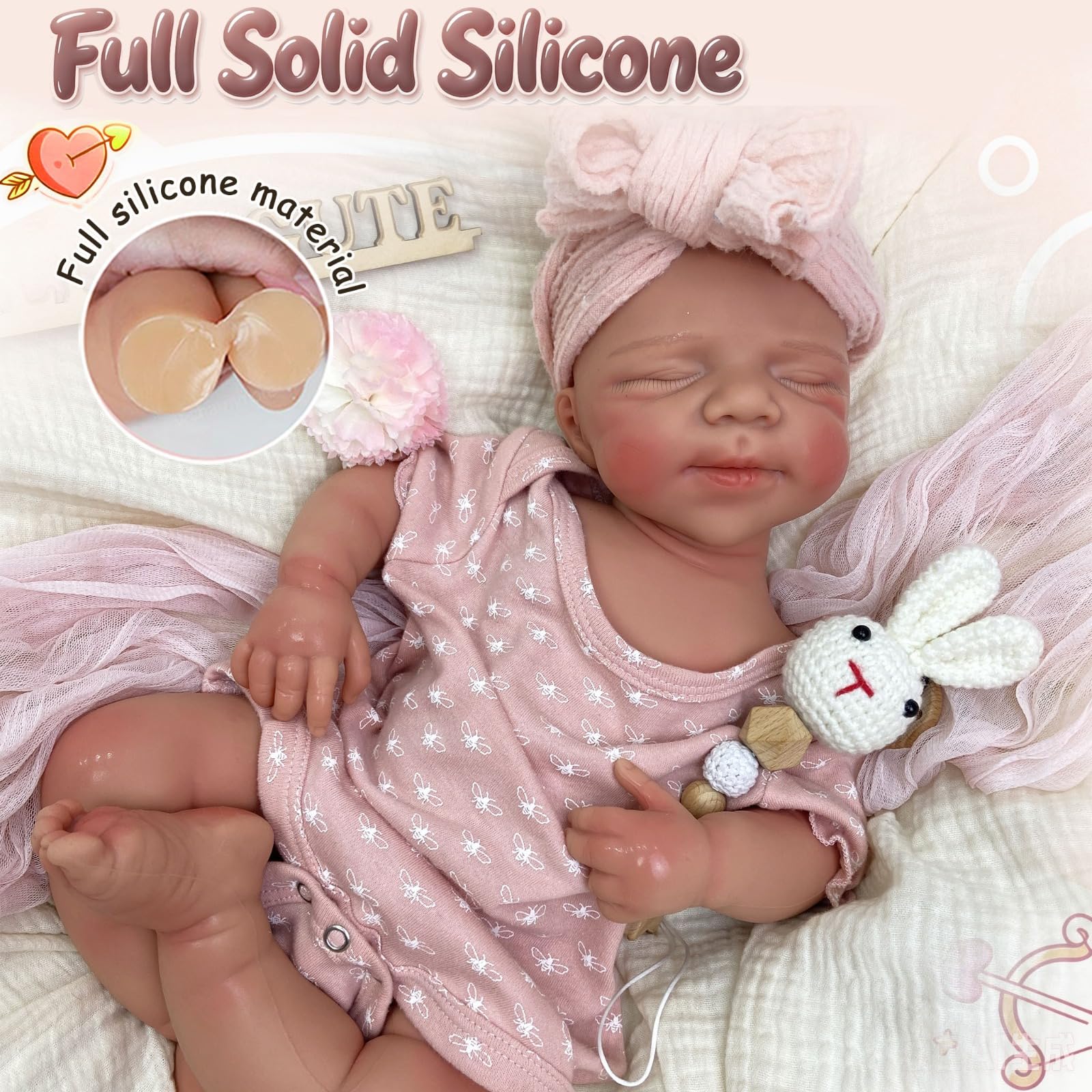 Muñeca Bebé Reborn Silicona de Cuerpo Completo,50cm con Boca Abierta