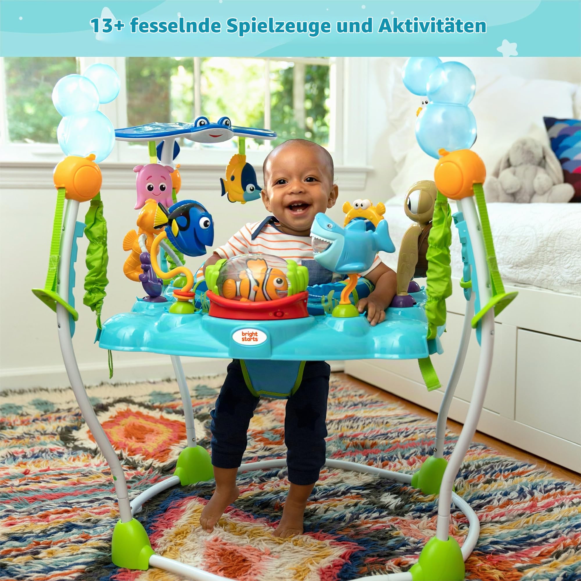 Bright Starts, Disney Baby &, Disney Baby, Findet Nemo Spieldecke mit Spielbogen, Lichtern und 20+ Minuten Melodien und Musik, Spielmatte mit abnehmbare Spielzeuge, ab der Geburt