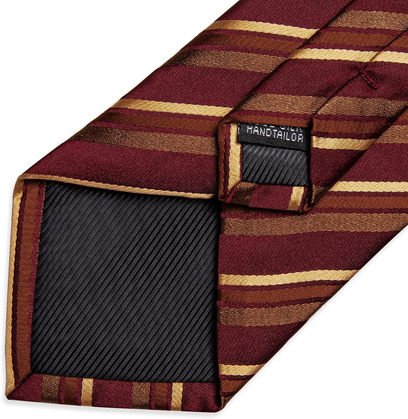 DiBanGu Mens Striped Tie Silk Woven Necktie and Pocket Square Cufflinks Tie Clip Set Wedding Business Formal Gift Tie for Men - Image 7