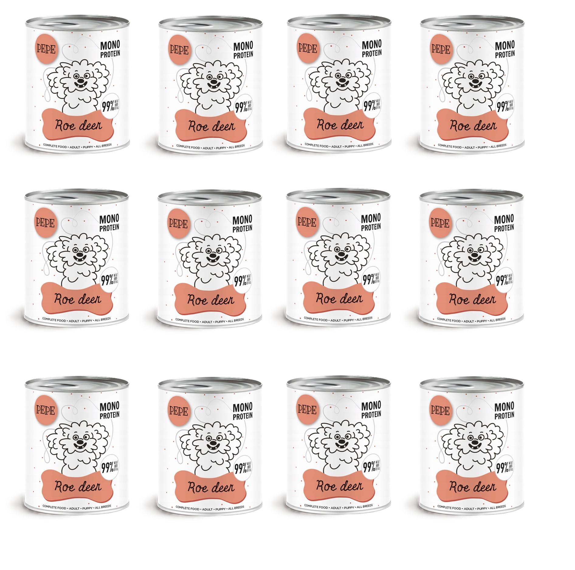 PEPE - KARMA MOKRA Roe Deer 99% z sarniną dla psa Monobiałkowa 800g x 12