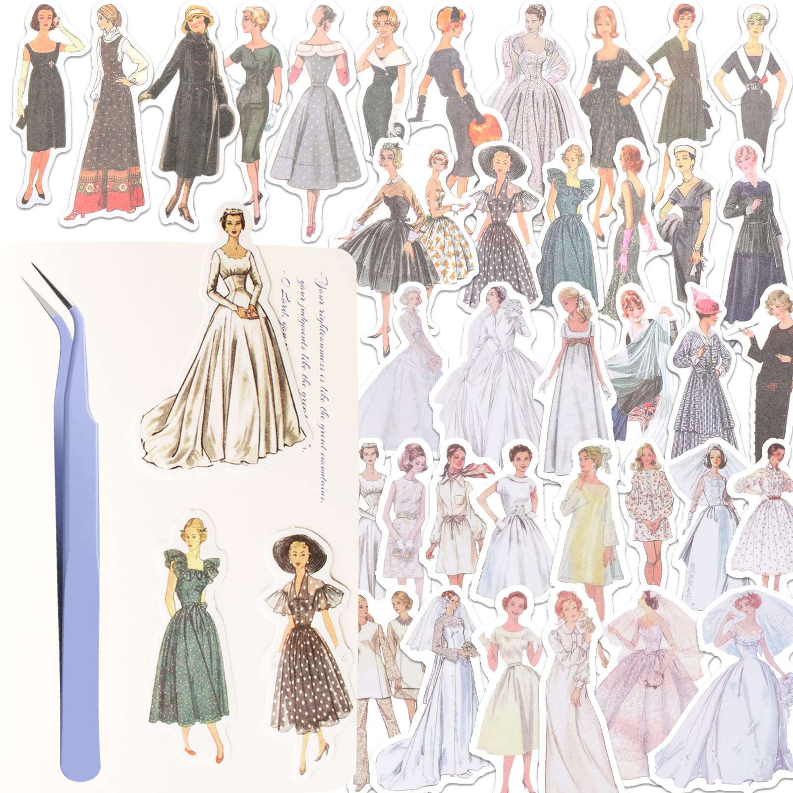 80Pcs Vintage Washi Stickers for Scrapbooking Supplies, People Scrapbook Stickers for Journaling, Junk Journal Bullet Kit Adults Friends Clearance Embellishments Paper Pack