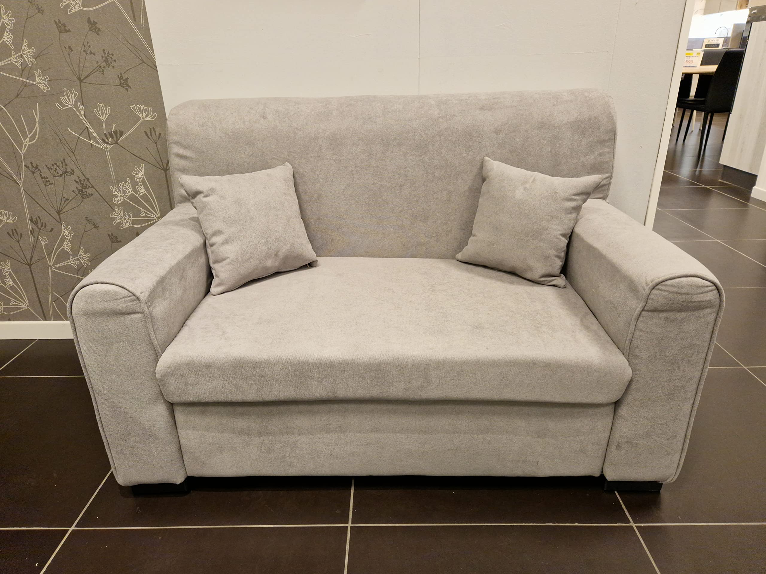 My Brand Divano 2 Posti Mini Estasi Tessuto Grigio Chiaro con 2 Cuscini