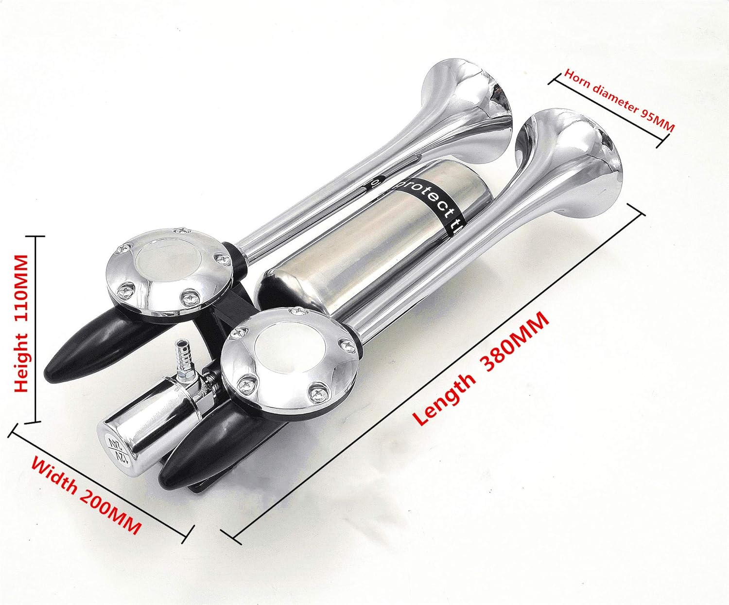 Car Horn Ship Horn Prolong the sound Air Horn Loudspeaker Horn Silver Double Tube Truck Horn Metal Super Loud with Stainless Steel Air Tank Suitable for 12v 24v Train Ship Car Moto Truck ect