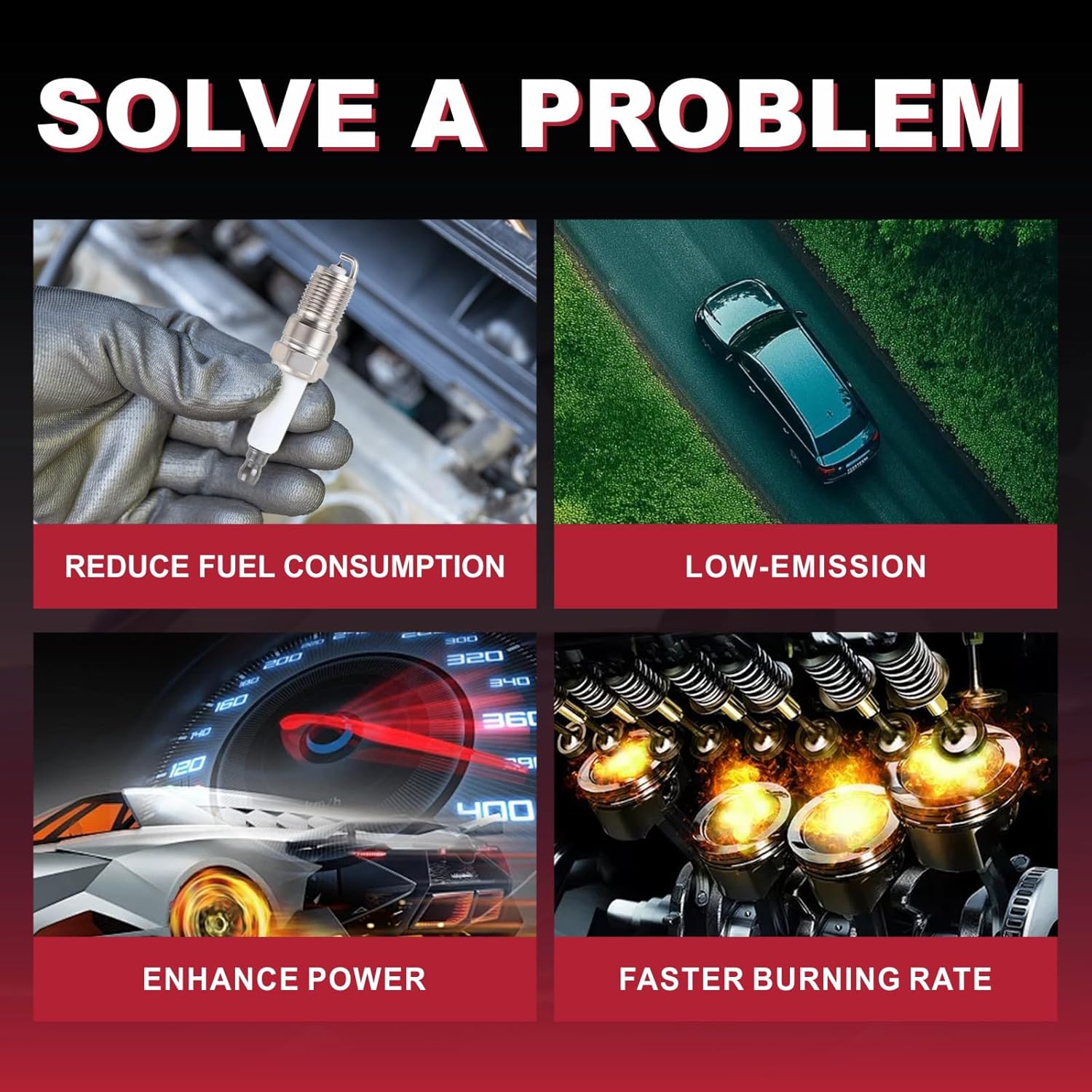 Set of 8 Square Ignition Coil 8 Platinum Spark Plug and Red Wire Set Compatible with Chevrolet Chevy GMC Hummer Avalanche Savana 1500 2500 3500 Sierra UF271 (UF271 red+748UU+41-962)