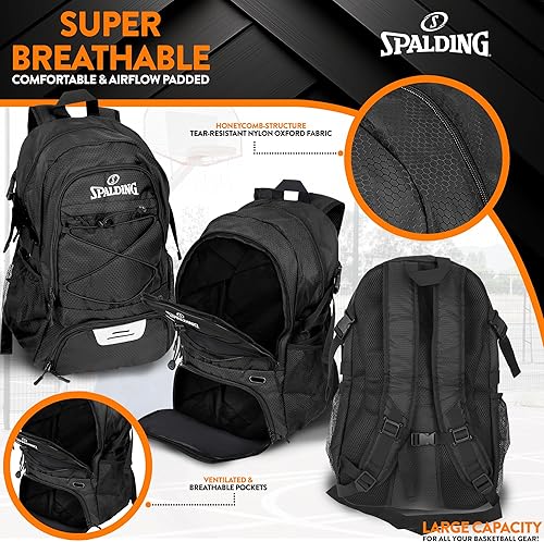 Miniatura 4 de Spalding Mochila deportiva de baloncesto, mochila con compartimento para pelotas y zapatos, se adapta al equipo deportivo, regalos para jugadores de