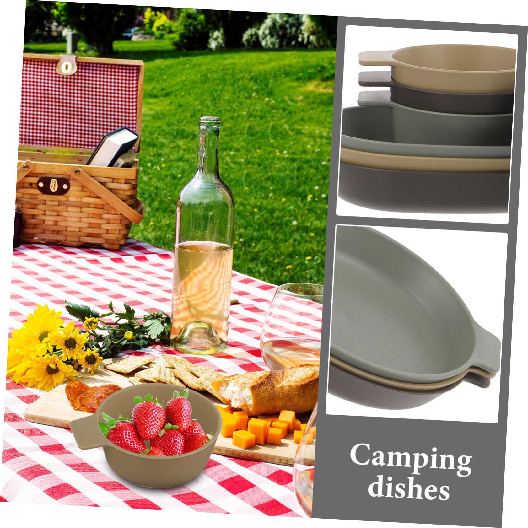 BESPORTBLE Lot De 2 Bols Et Assiettes De Camping en Plastique Robuste Compacts pour La Randonnée Les Pique-niques Les Barbecues Faciles À Transporter Et À