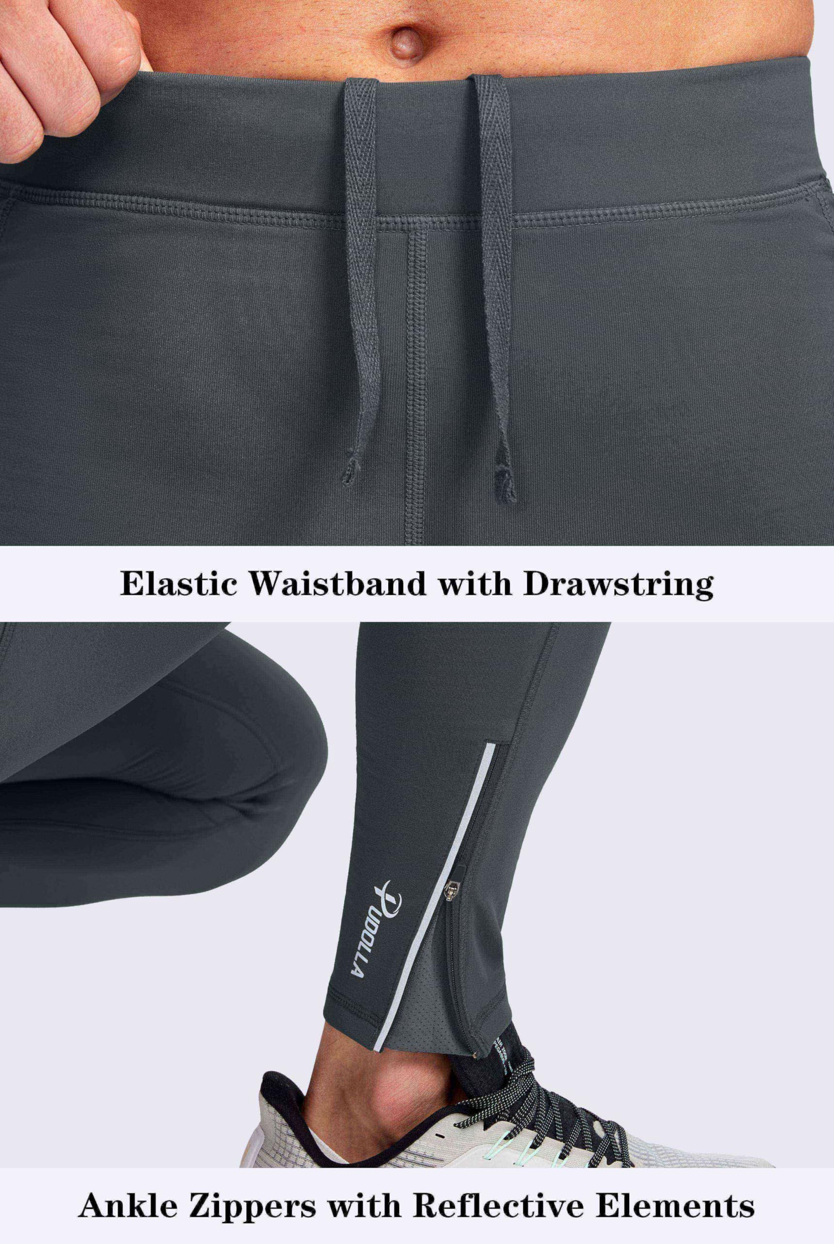 Pudolla Collant thermique de course à pied pour homme avec 3 poches à fermeture éclair pour entraînement, cyclisme, randonnée, jogging