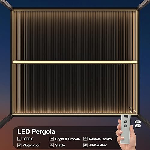 Miniatura 29 de PURPLE LEAF Pérgola 94AS con listones de aluminio para exteriores de 12 x 20 pies con techo ajustable para terraza, patio trasero, jardín, kiosco