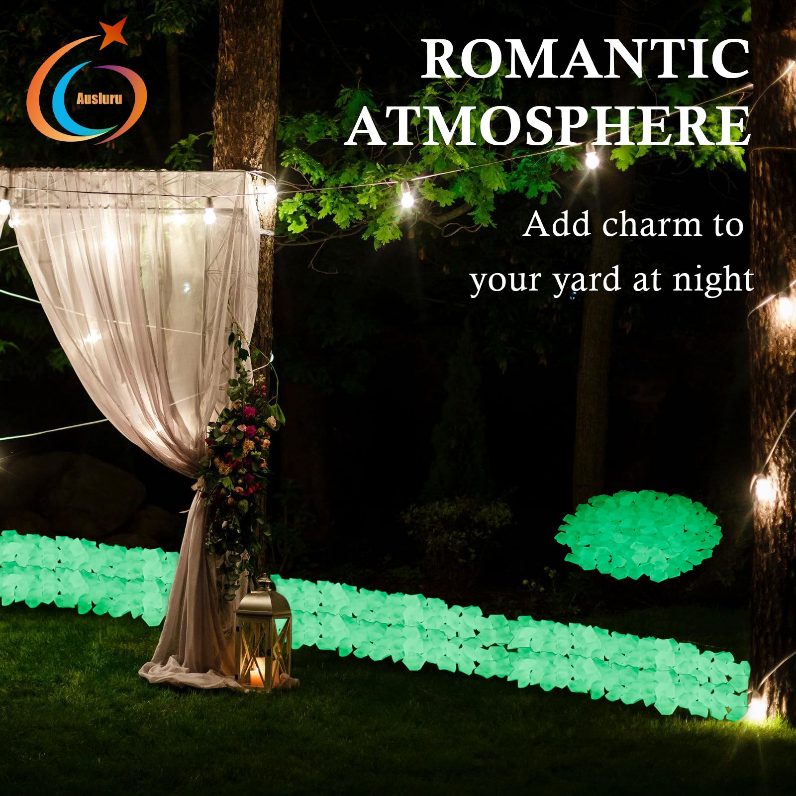 Ausluru Night Glow Acrylic Stones - Glowing Luminous Rocks Starry Decor for Gardens, Aquariums, and Landscaping, 400pcs Green 4