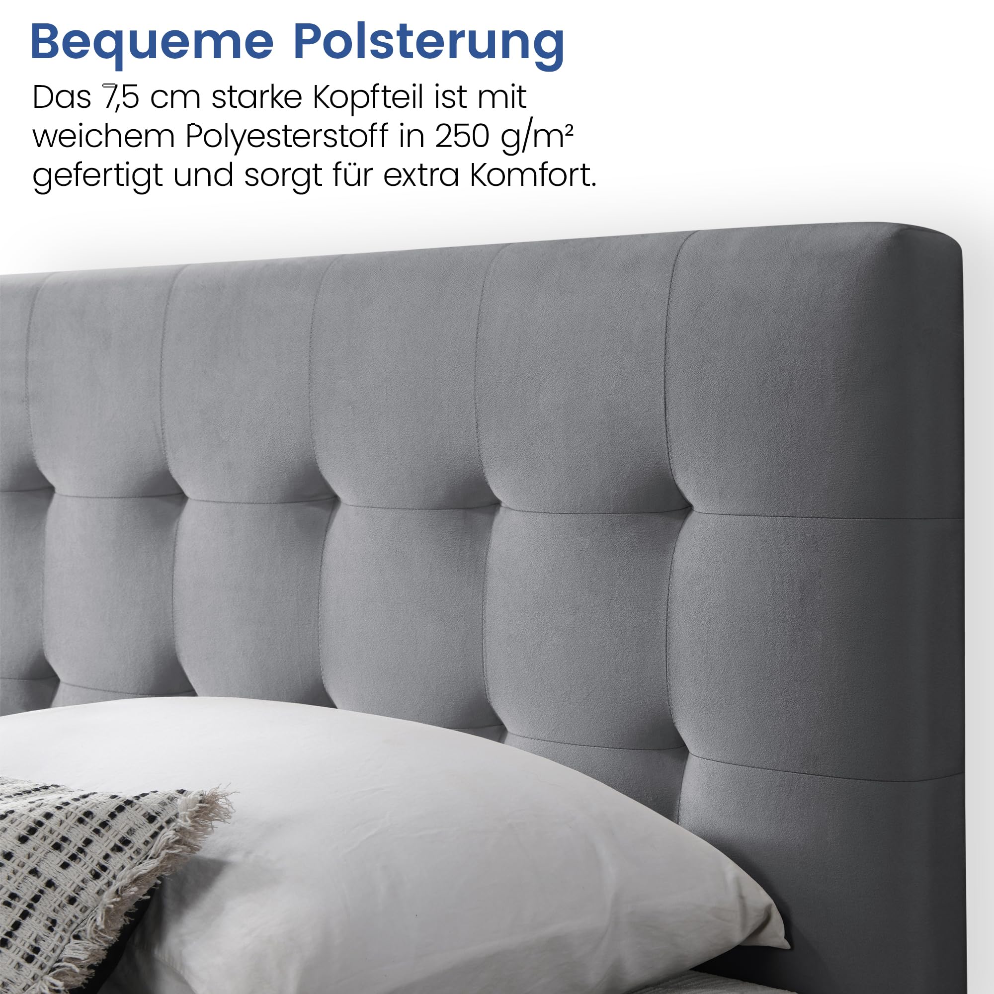 Bed Space met gestoffeerd hoofdbord en opbergladen