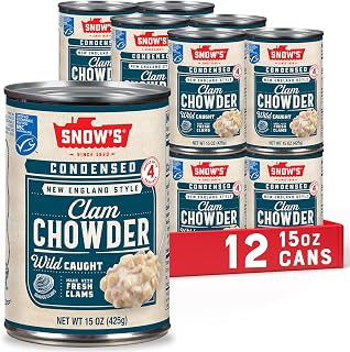 Snow's Condensed New England Clam Chowder, 15oz Cans (Pack of 12) - Authentic Recipe with Fresh Clams, Hearty Potatoes & 4g Protein