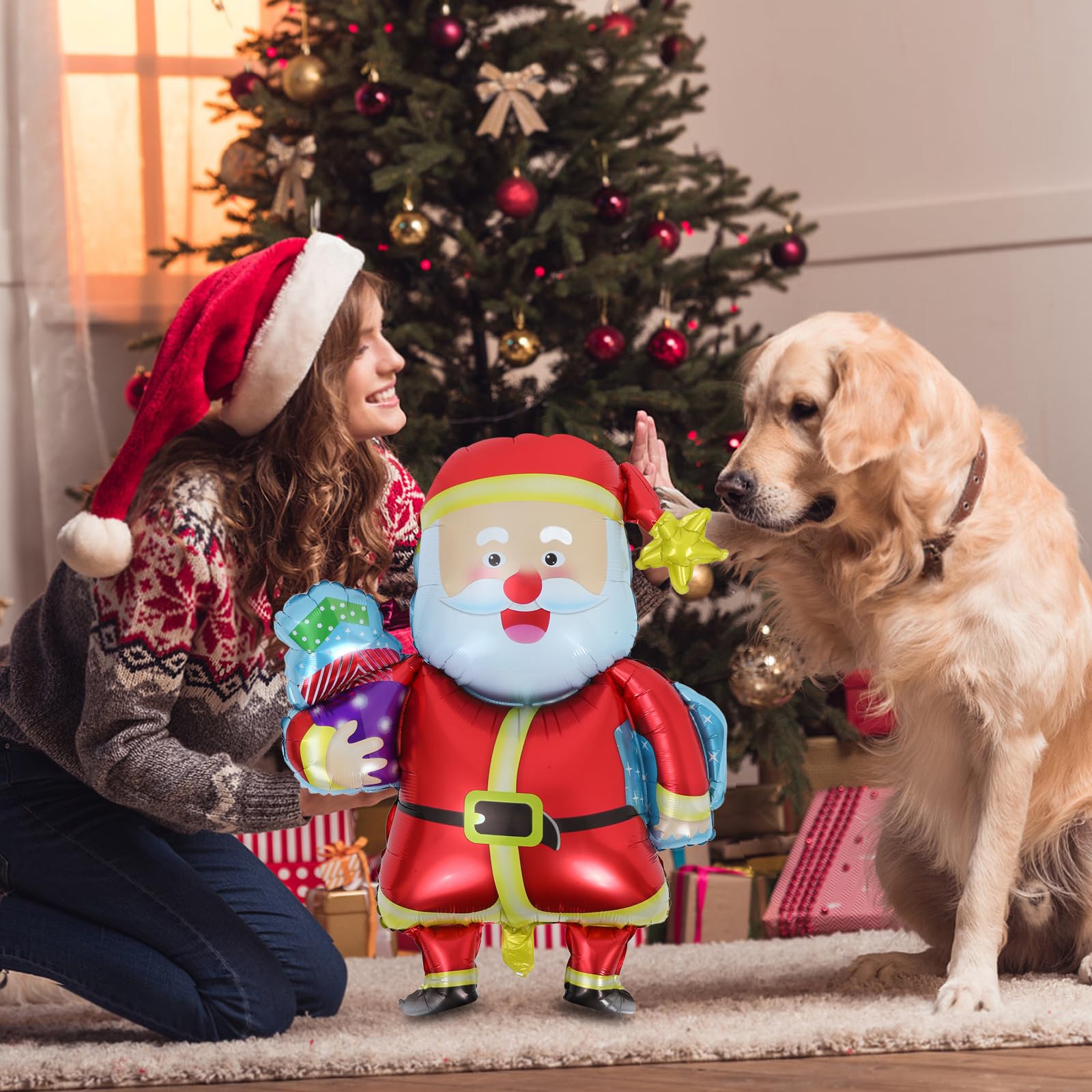 25 Piezas Globo Navideño de Aluminio Papá Noel para Decoración