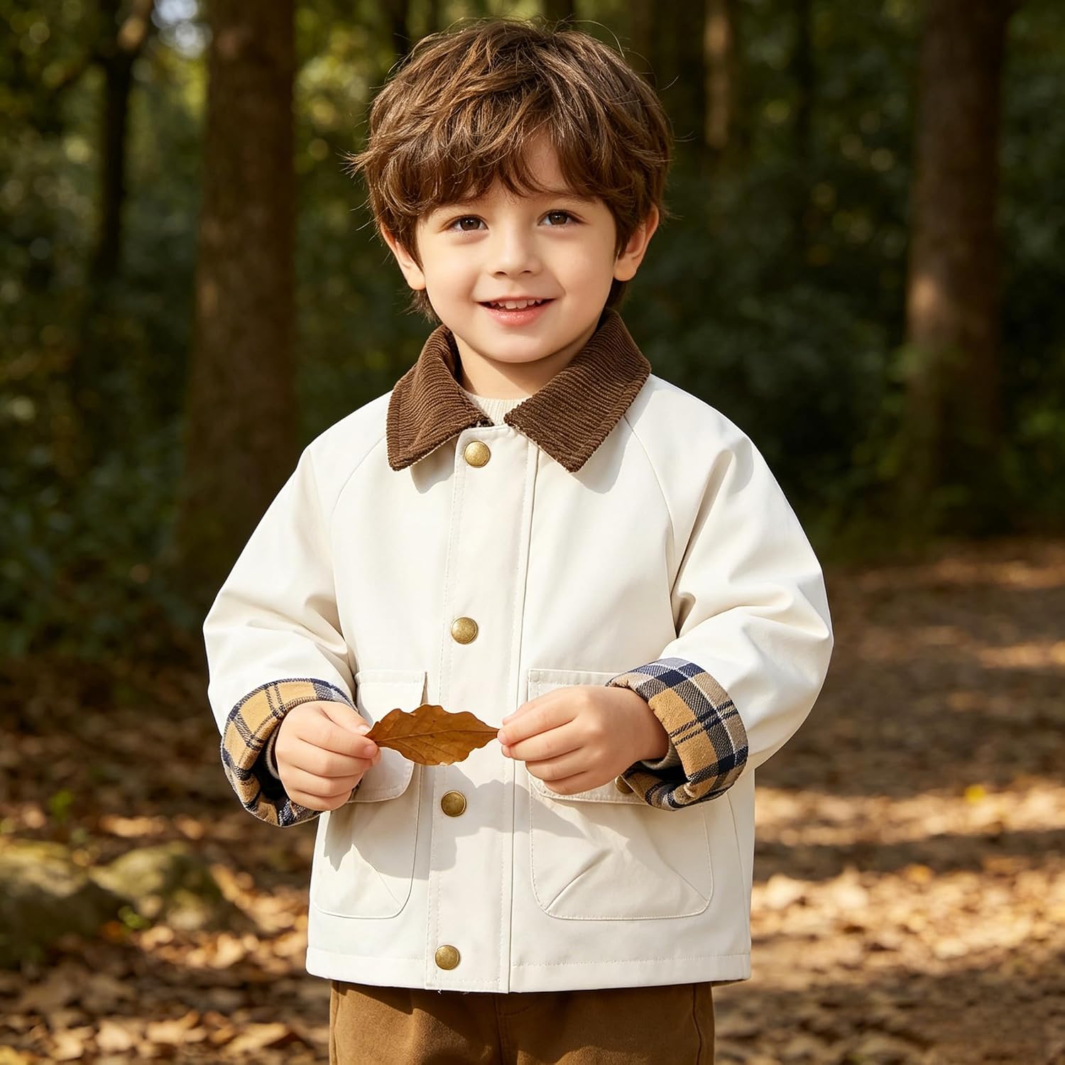 Toddler Boys Casual Barn Jackets Corduroy Collar Zip Up Workwear Spring Fall Windbreaker Outerwear