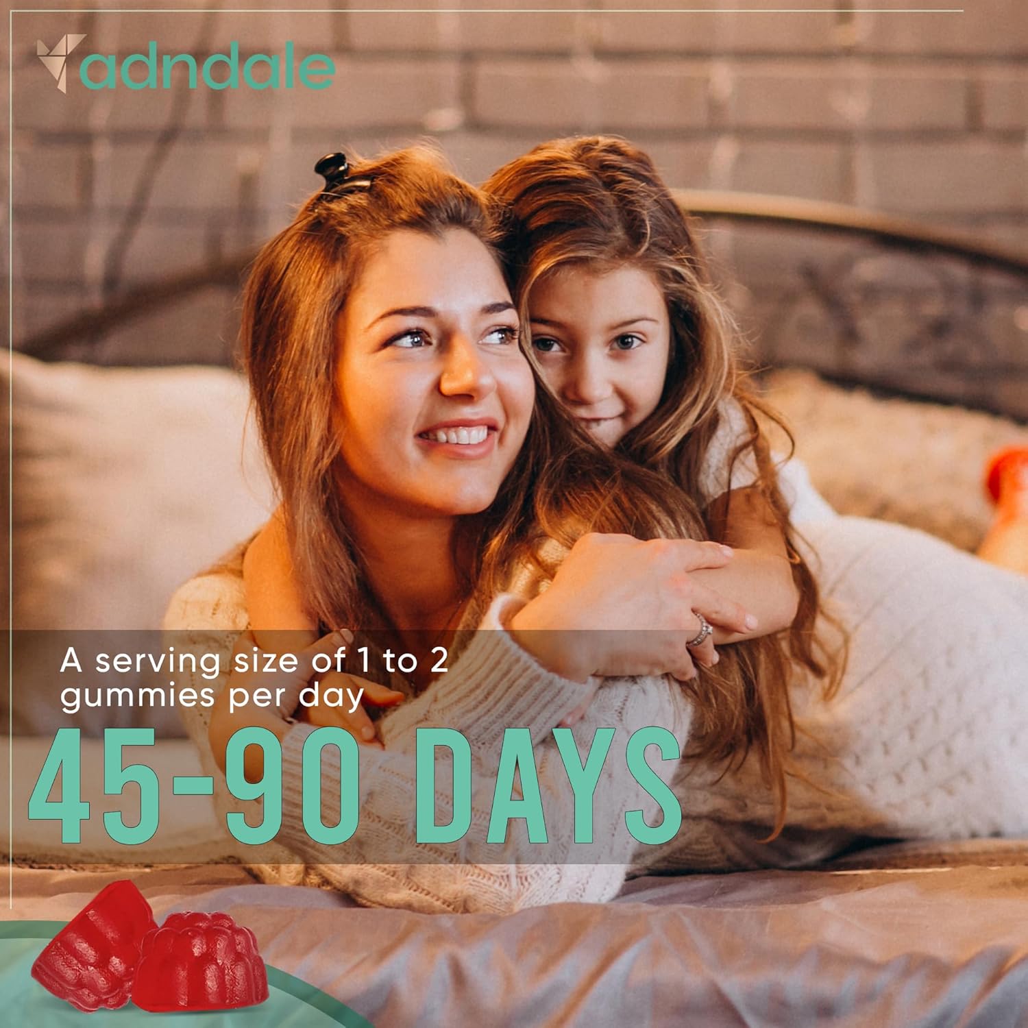 Adndale 90ct 15-in-1 Magnesium Glycinate Gummies 400 mg/serv- with Magnesium Malate, Ashwagandha, Tart Cherry, Magnolia Bark, Lemon Balm, Passionflower, Chamomile, L-Theanine, Zinc, Vitamin K2 & D3 - Image 7