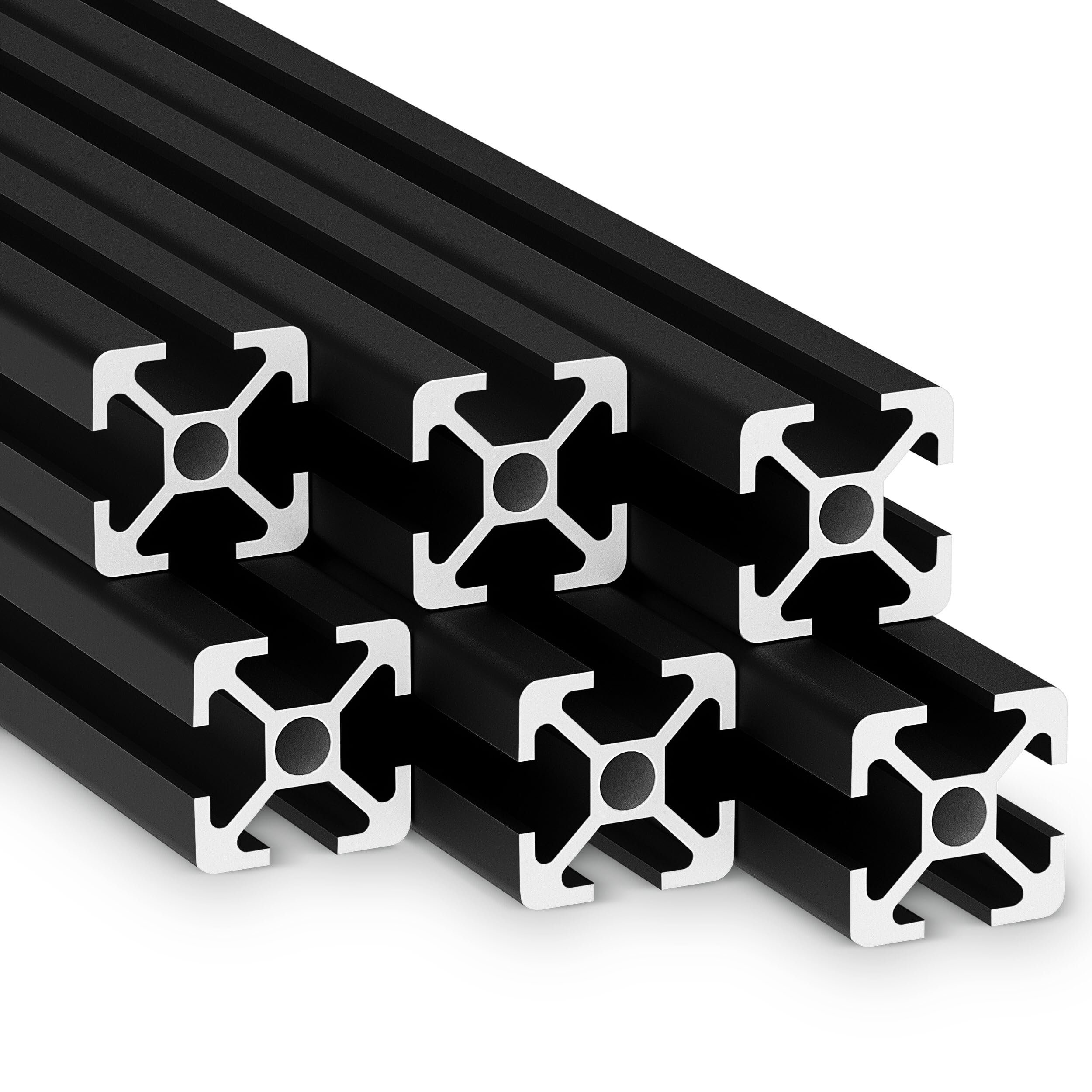 KLAK 20 - Aluprofil 6 Stück 20x20mm 2m System-, Montageprofil Nut 6 schwarz