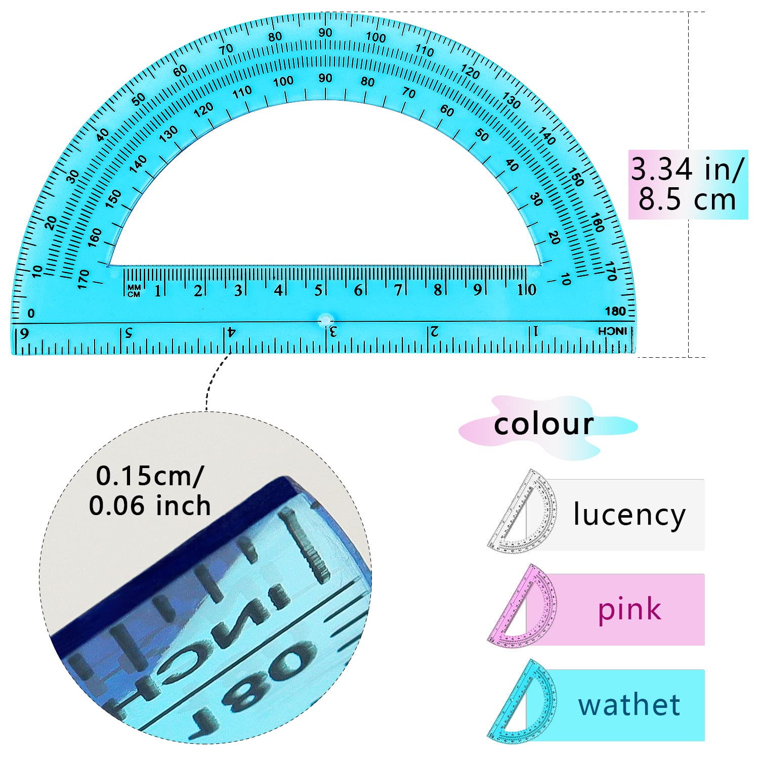 Snapklik.com : ZZTX 12 Pack Plastic Protractor 6 Inches Math ...