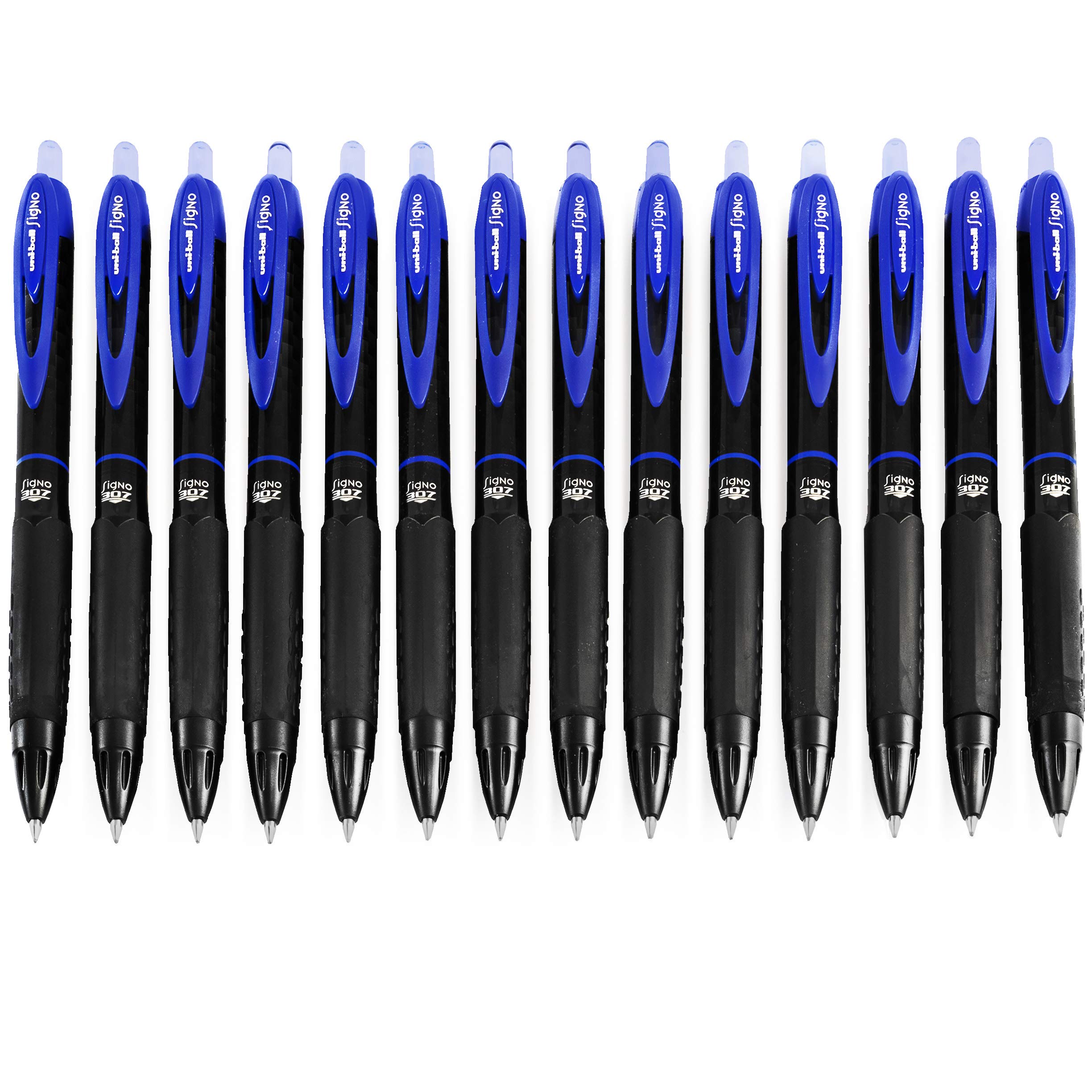 uni-ball Signo UMN-307 - Bolígrafo de punta redonda retráctil (14 unidades), color azul
