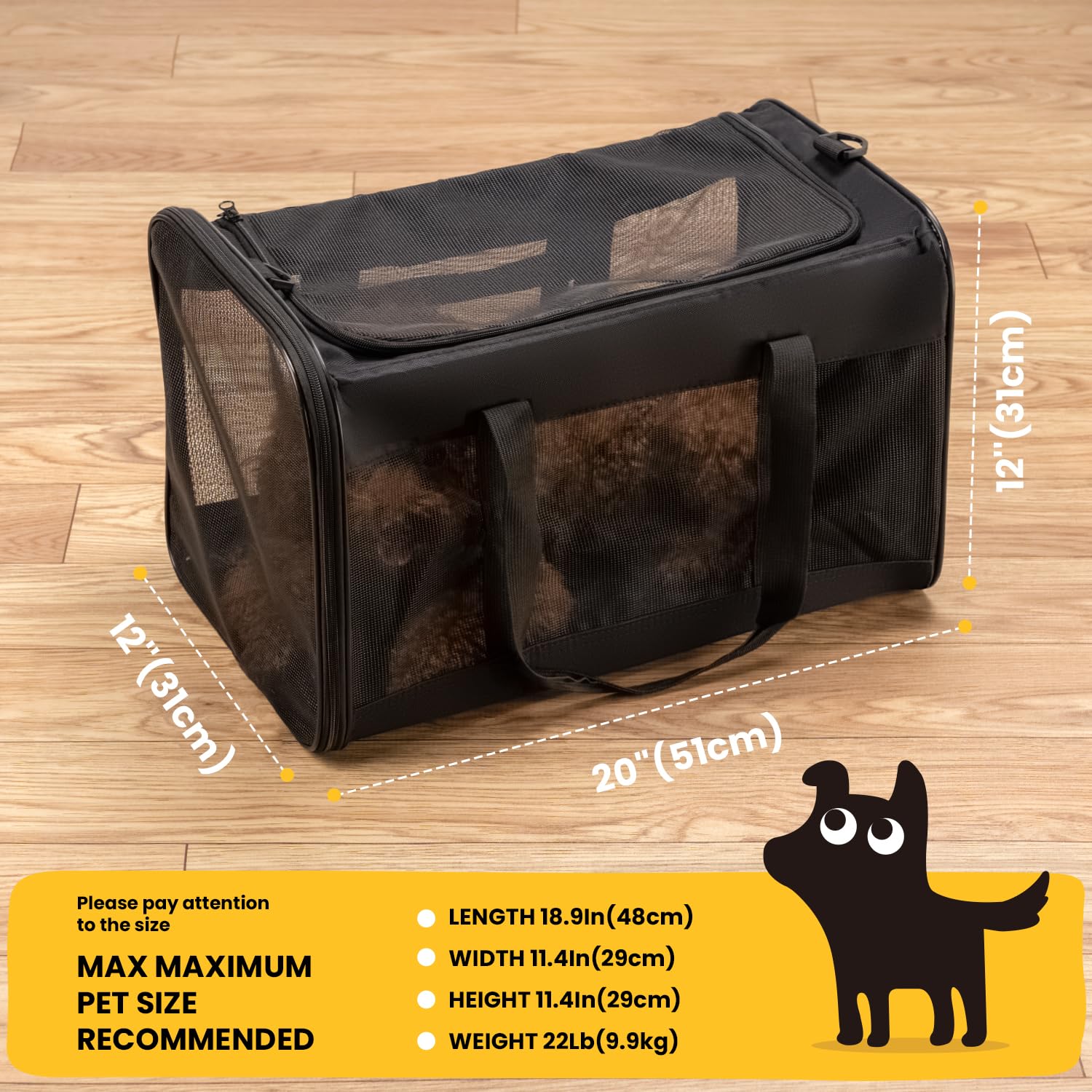 Conlun Dog Carrier Bag,Soft-Sided Pet Carriers for Dogs with 4-Sided Mesh - Image 2