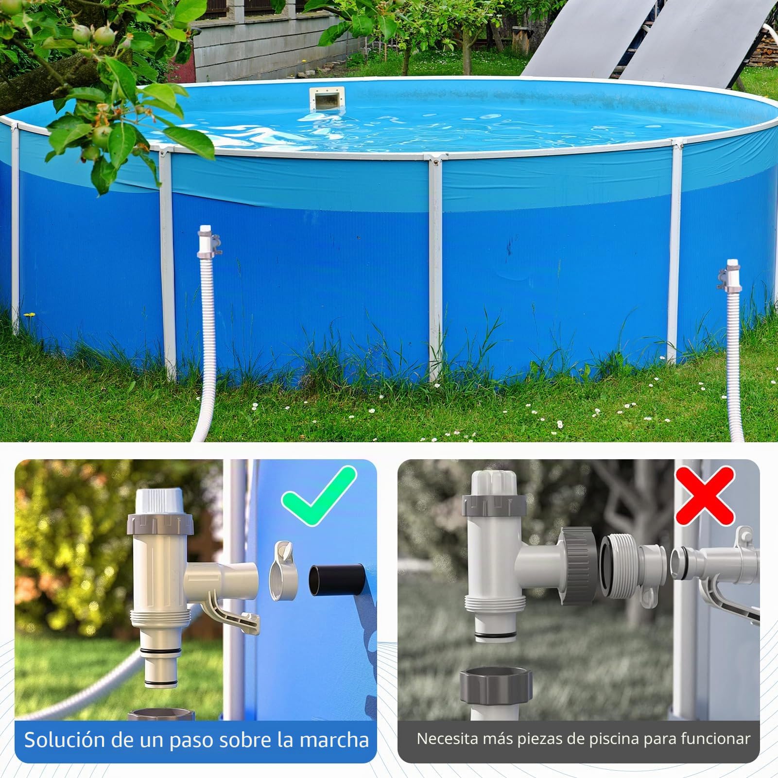 Válvula de émbolo de piscina Plus para piscina sobre el suelo, válvula de pistón 2 en 1, piezas de repuesto para piscina, accesorios para piscina Intex/Bestway/Coleman, válvula de cierre para piscinas
