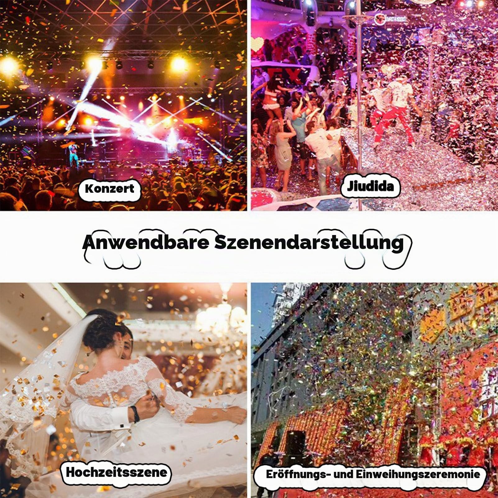 4-Schuss-Konfettiwerfer, Streamer-Kanone, Konfettimaschine, DMX-Fernbedienung, elektrische Papier-Konfettikanone für Hochzeits-Disco-Show-Club-Bühnenparty