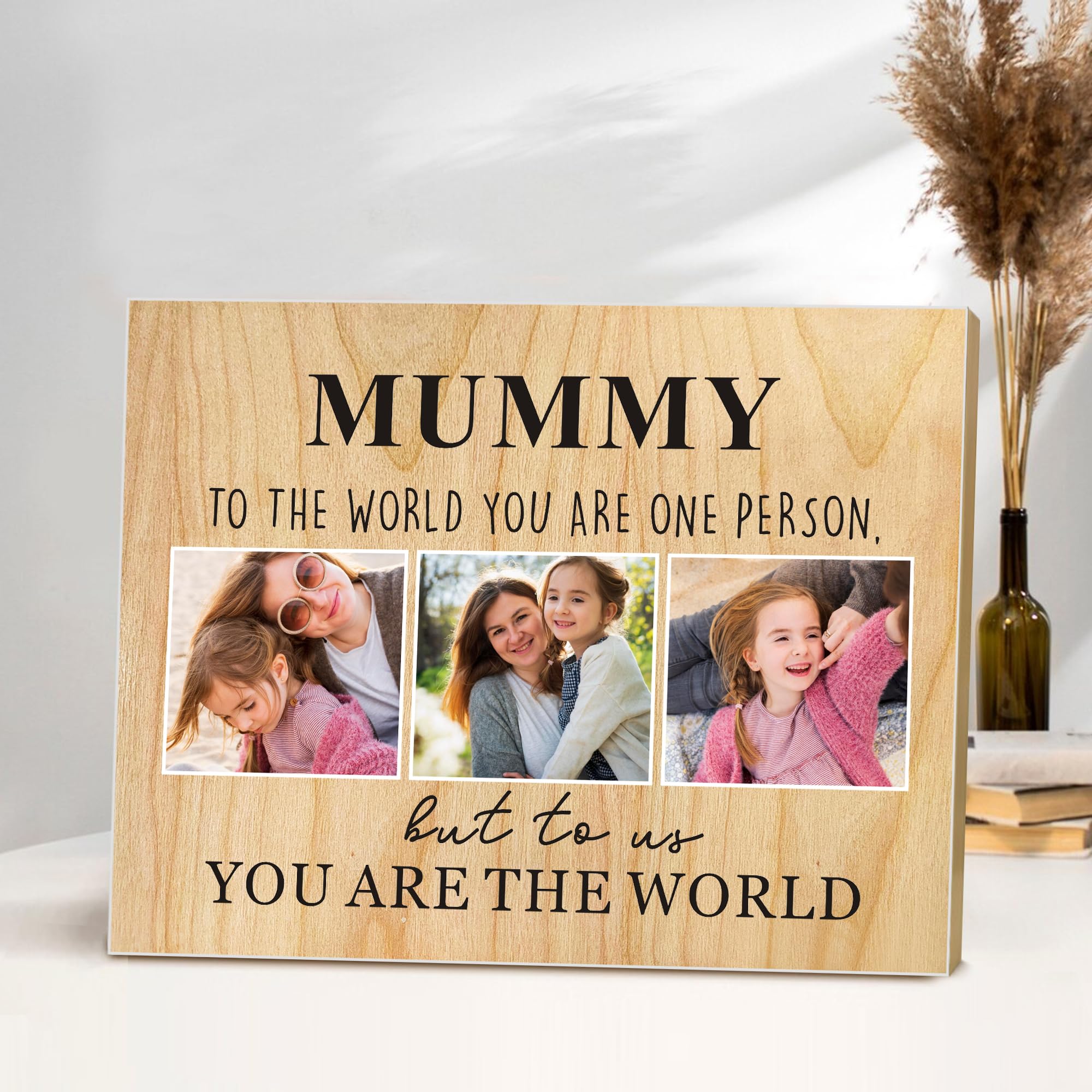 Personalised Mothers Day Gifts for Mum Custom Photo Prints on Wood Mom Gift Presents for Mum Personalised Gifts Photo Frame Gift Customised Picture Frame for Mothers Day (Design 3)