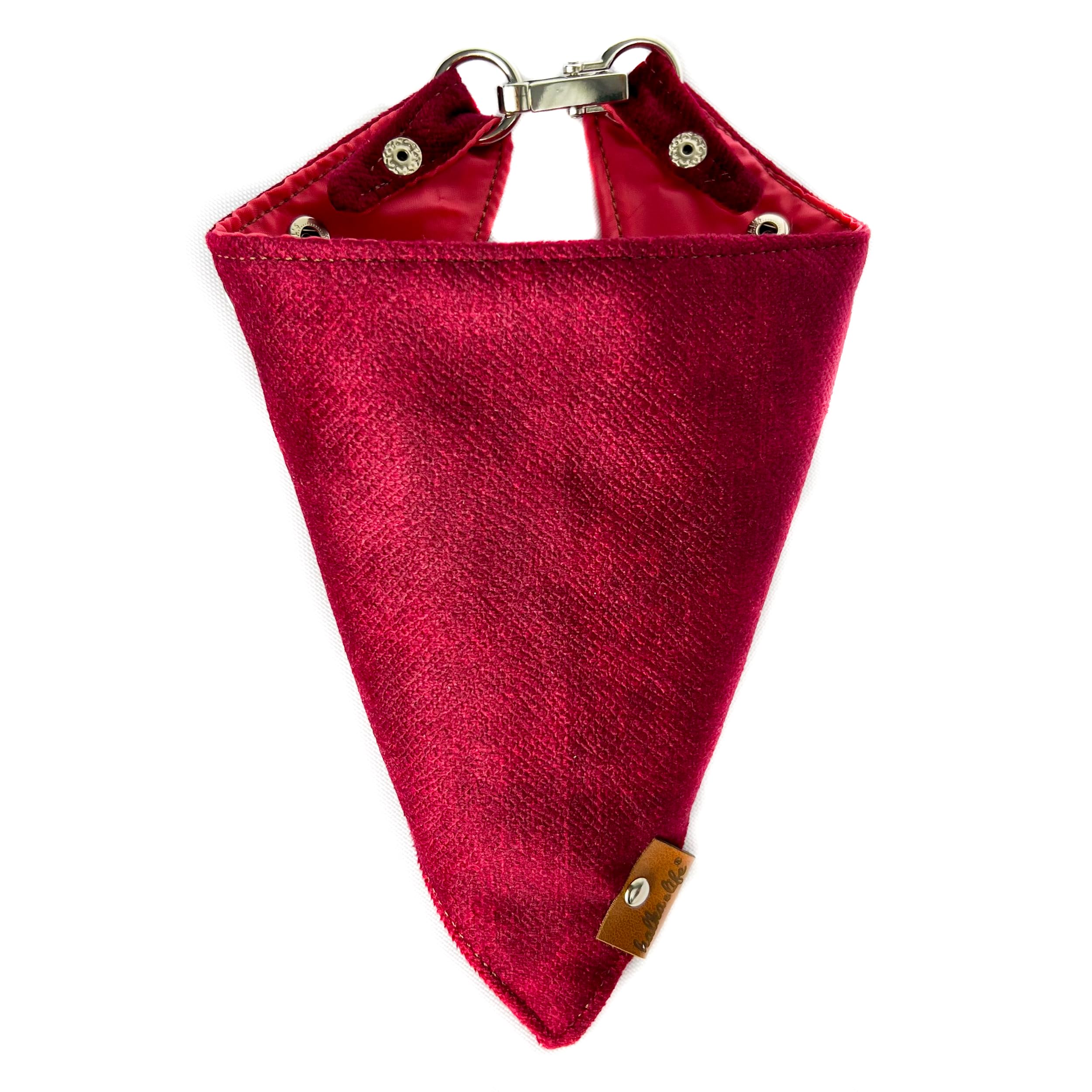 Bandana per cani con chiusura in metallo – collare regolabile per cani in morbido velluto, facile da pulire e confortevole (Ciliegia, L)