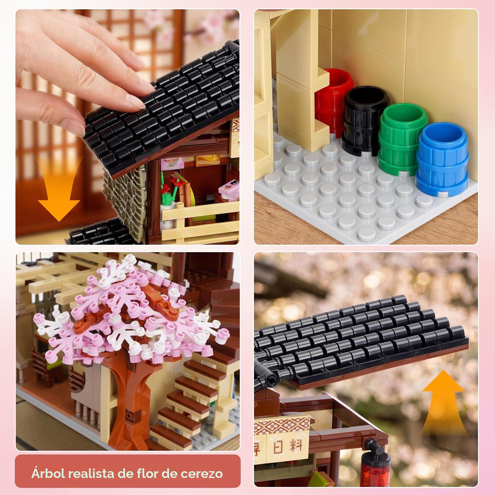 Bloque de construcción de Juguetes, Tienda de Sushi, Kit de construcción Compatible, casa de Estilo japonés, Regalo de cumpleaños para Adultos niños a Partir de 8 años, 763 Piezas