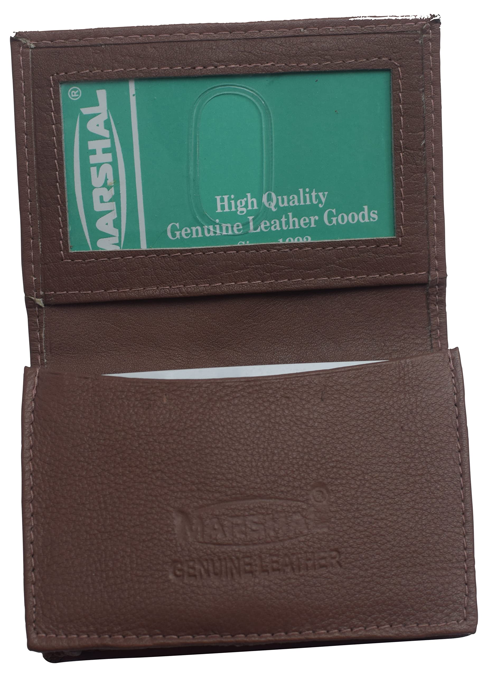 Swiss Marshall Genuine Leather Business Card Holder Name Card Case Credit Card Wallet with ID Window RFID Blocking (Hot Pink)