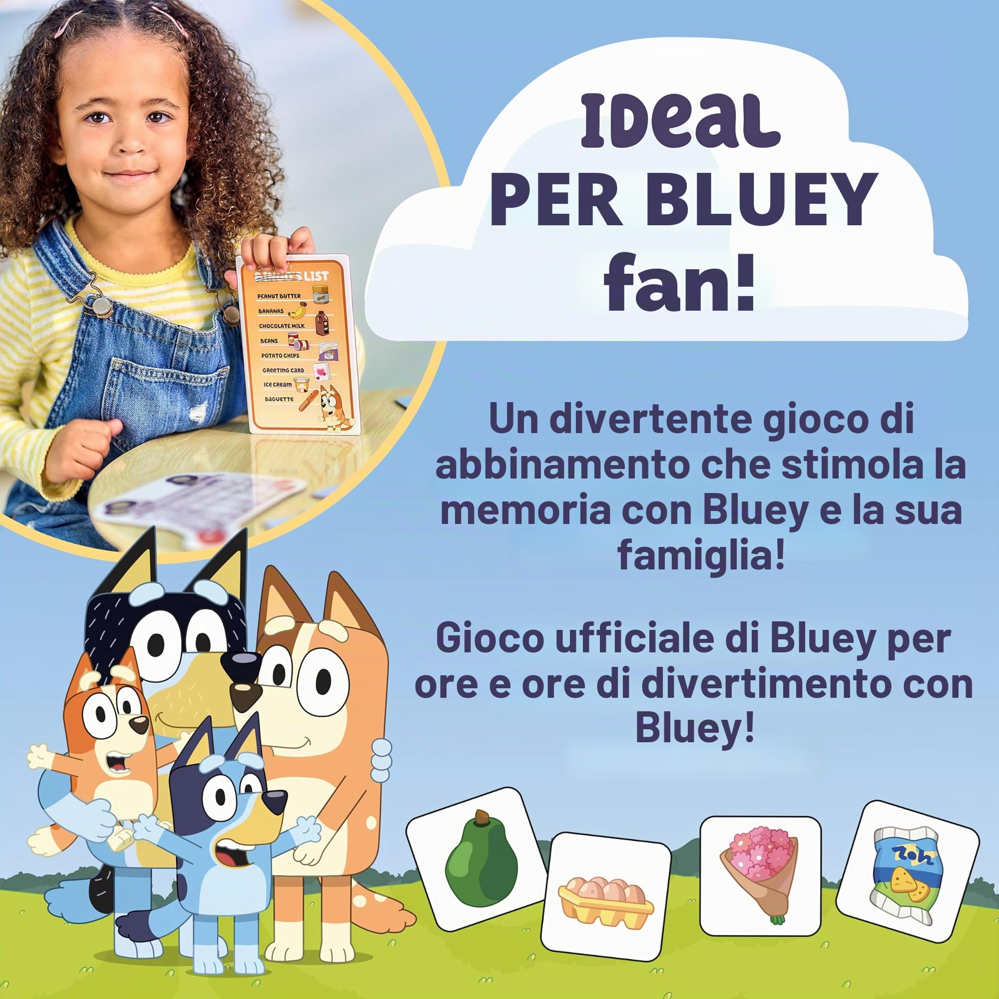 Orchard Toys - Gioco ufficiale Bluey della lista della spesa, gioco di memoria e abbinamento, per bambini dai 3 anni