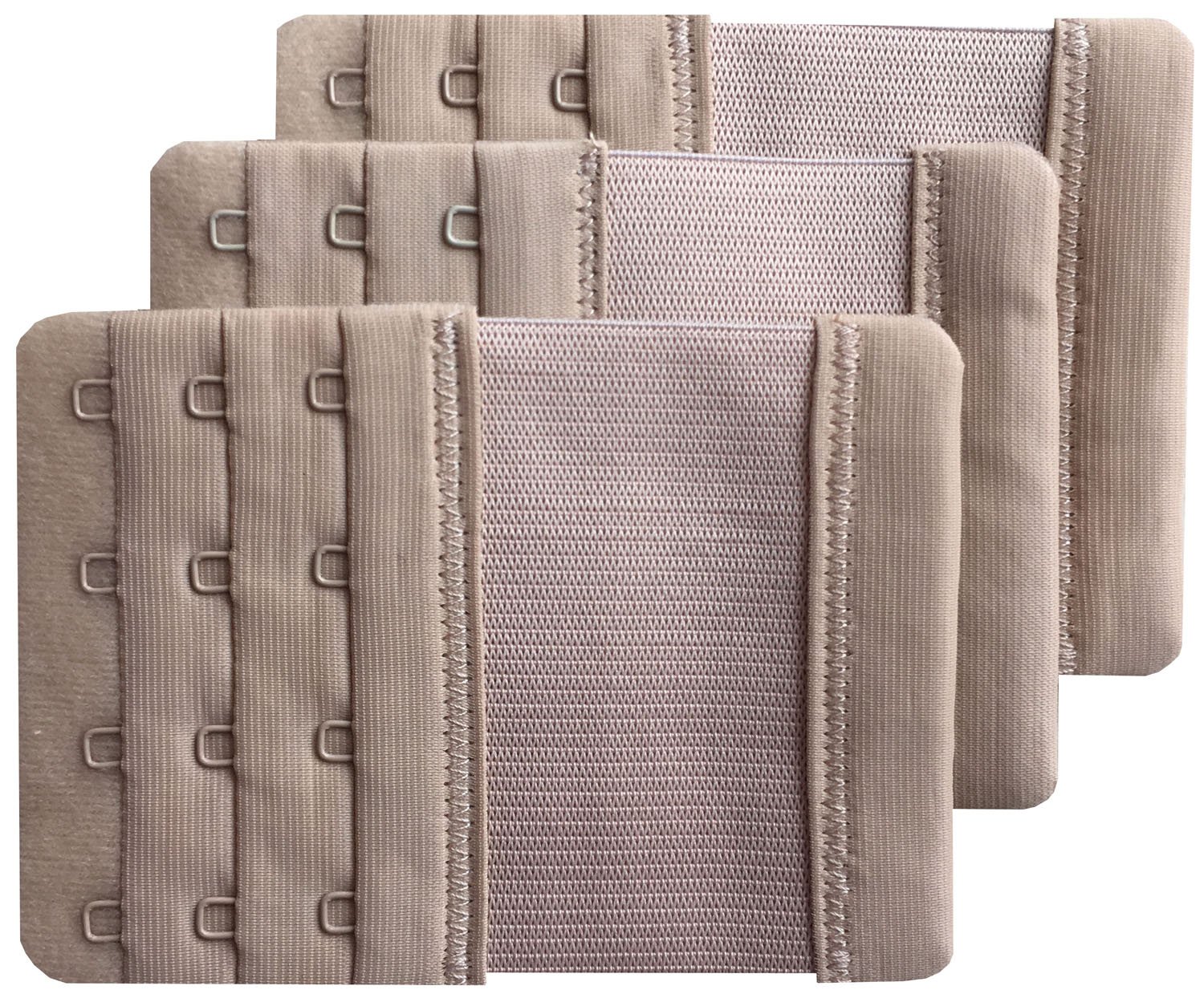 Chanie Women's Beige Pack Of 3 Soft Comfortable 4 Hooks Bra Extender,10.3Cm X 7.6Cm