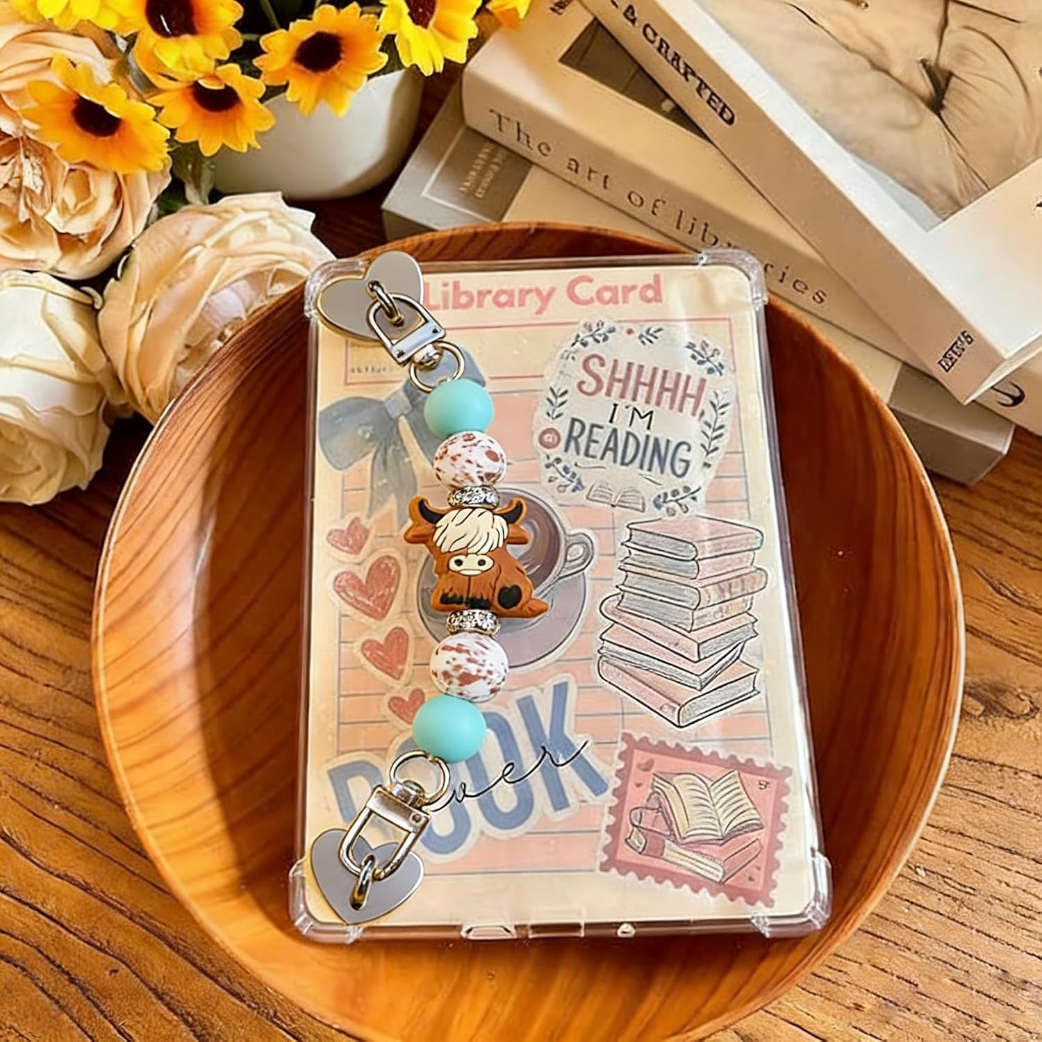 Strap for E-Reader, Cute Silicone Beaded Grip Chain Charm for Kindle, Accessories for E-book Reader, E-Reader Device Hand Strap, Bookish Gift