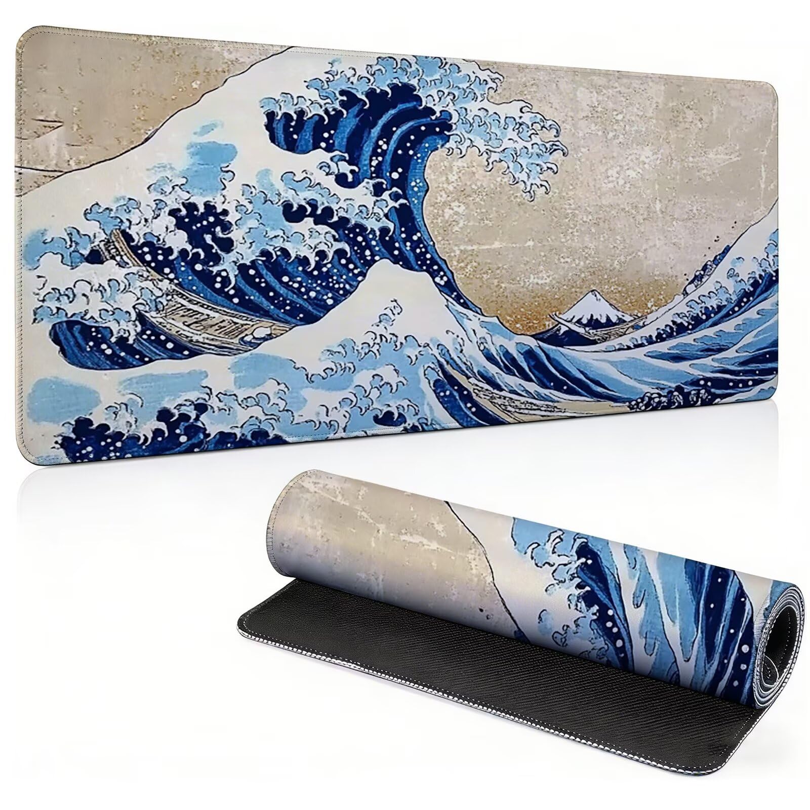 Tappetino Mouse Gaming, 1200x600mm Tappetino Mouse XXL onde 0c0-243 | Mouse Pad Grande, Ottimizzato per i Sensori da Gioco, Migliora Precisione e Velocità, per Mac e PC, Crema