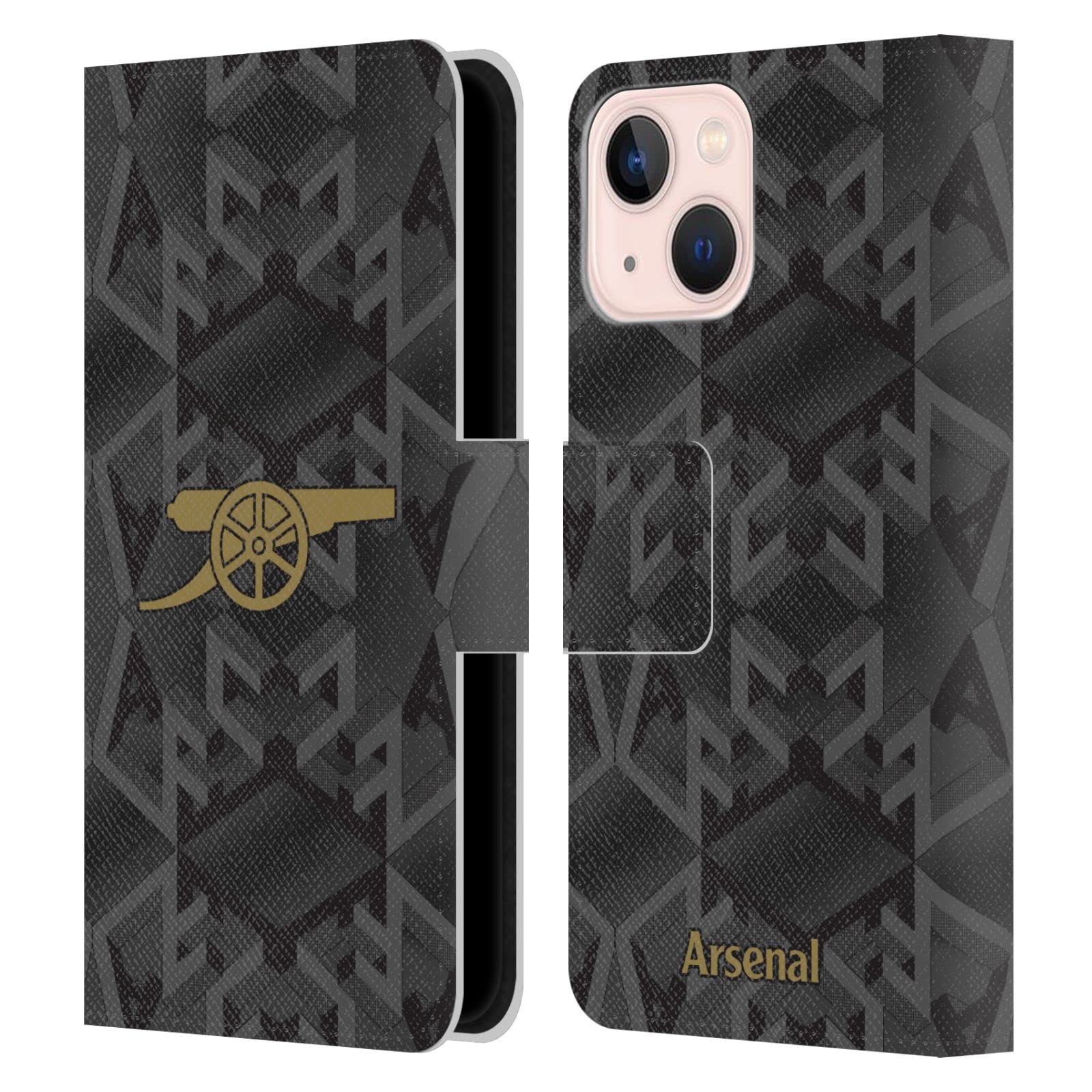 Head Case Designs Officially Licensed Arsenal FC Away 2022/23 Crest Kit Leather Wallet Case Compatible With Apple iPhone 13 Mini โ image 1