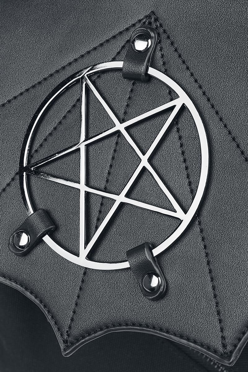 Banned Alternative Moloch Pentagram Mujer Mochila Negro 90% Algodón, 10% Poliuretano