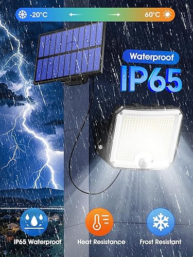 Miniatura 8 de PIKOY 318 LED33 pies5 modos de luces solares impermeables al aire libre, sensor de movimiento remoto, luces para exteriores, lámparas Ip65, luces