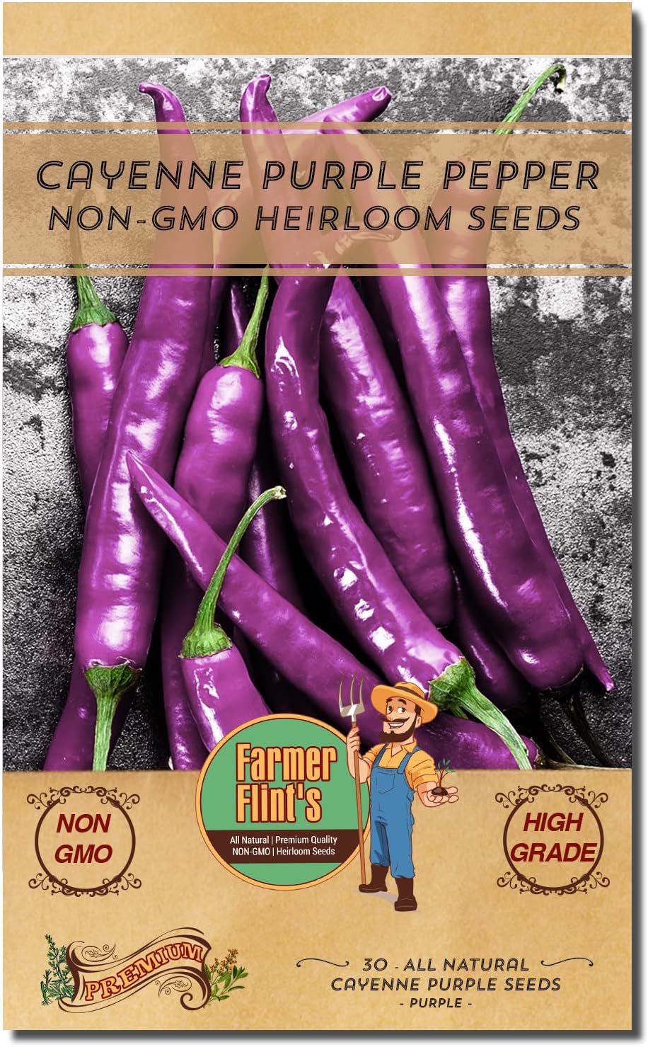 Purple Cayenne Pepper Seeds for Planting NonGMO Spicy