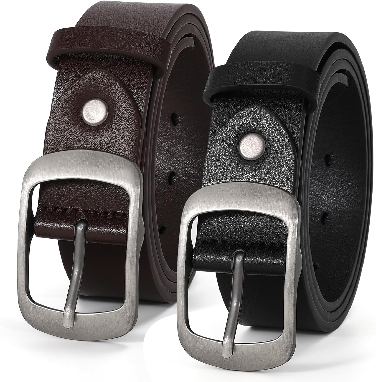 VONMELLI 2 Packs Women Leather Belts for Jeans Fashion Leather Ladies Waist Belt