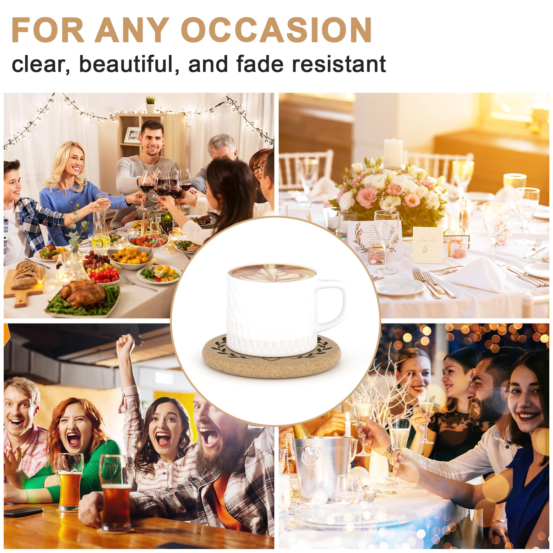 30-100 posavasos de corcho personalizados para bebidas, redondos de 4 pulgadas, recuerdos de boda para invitados, posavasos personalizados a granel con imagen de texto grabado con láser o