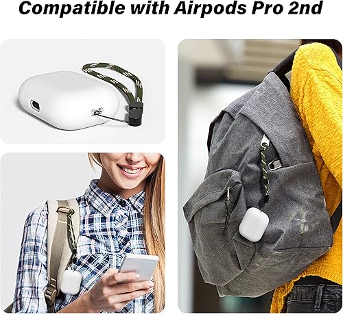 Miniatura 8 de Oakxco Airpods Pro 2 Correa de nailon ajustable para muñeca de mano, Compaitbie con Airpods Pro de 2 generación 2022, funda para Airpods 123Pro con