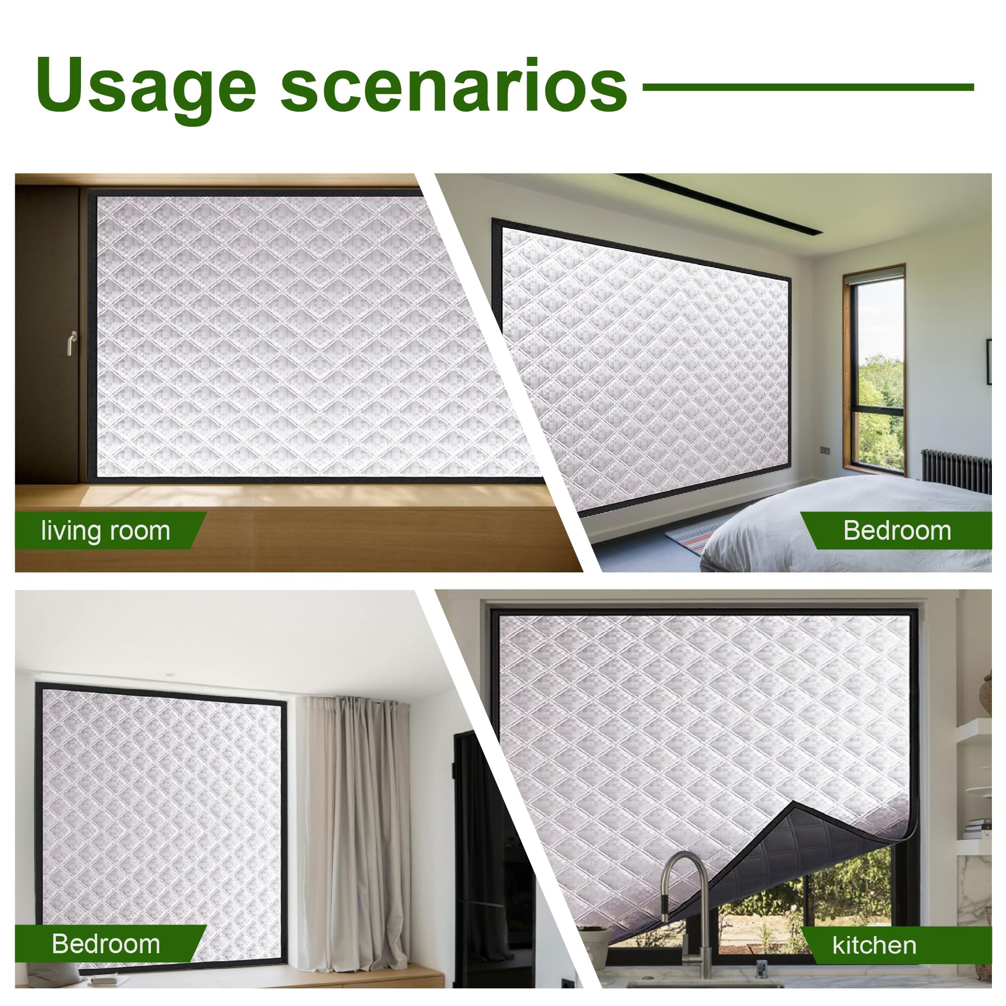 Kit de Aislamiento de Ventana 127 x 100 cm Protege del Frio y Calor Juego de Aislamiento de Ventanas sin Taladrar para Apartamento, Plata