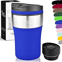 Milu Insulated Coffee Mug Travel Mug 210ml - 100% Leak Proof - Insulated Coffee and Tea Cup Take Away Stainless Steel Thermal Drinking Cup - Hot and Cold - Blue