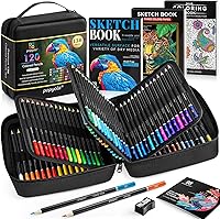 POPYOLA 136 PCS Colored Pencils Set: 120 Vibrant Oil-Based Pencils, Sketchbook, Coloring Book & Sharpener for Adult Coloring & Art