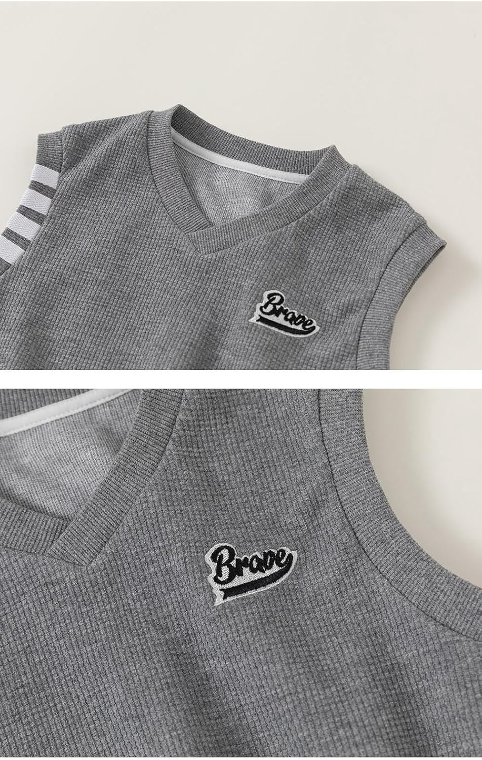 Toddler Baby Girls Clothes College Style Show Set Outfits Long Sleeve Tops+ Skirt + Sleeveless Waffle Knit Vest 3PCS