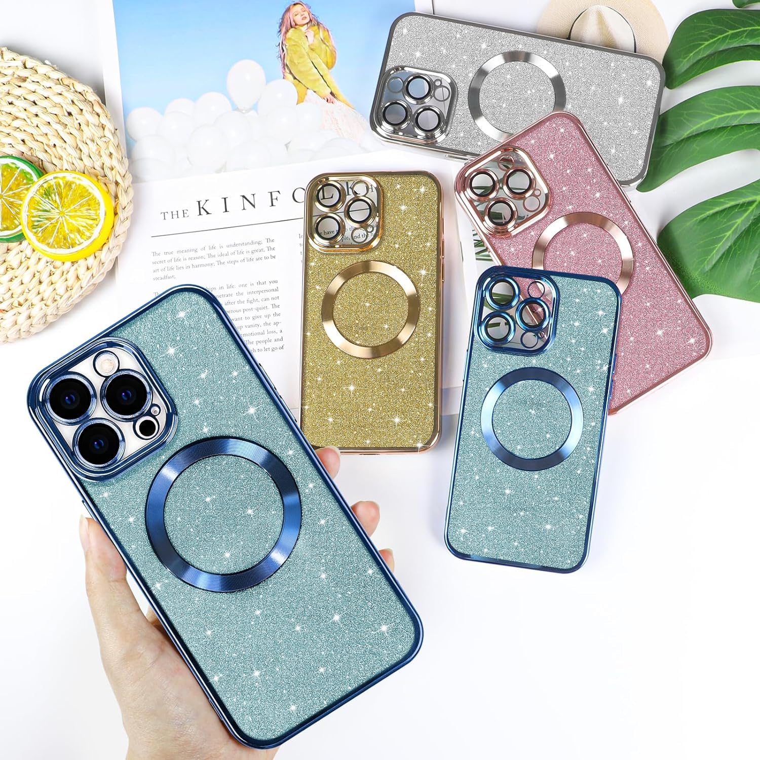 Custodia Magneticaa Glitter Per IPhone 15: Brillante E Antiurto Con MagSafe
