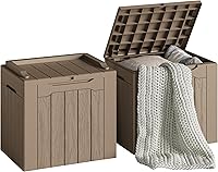 Vista 16 de Devoko Caja grande de almacenamiento de 97 galones para terraza, resina impermeable, para exteriores y patio, banco con cerradura para herramientas