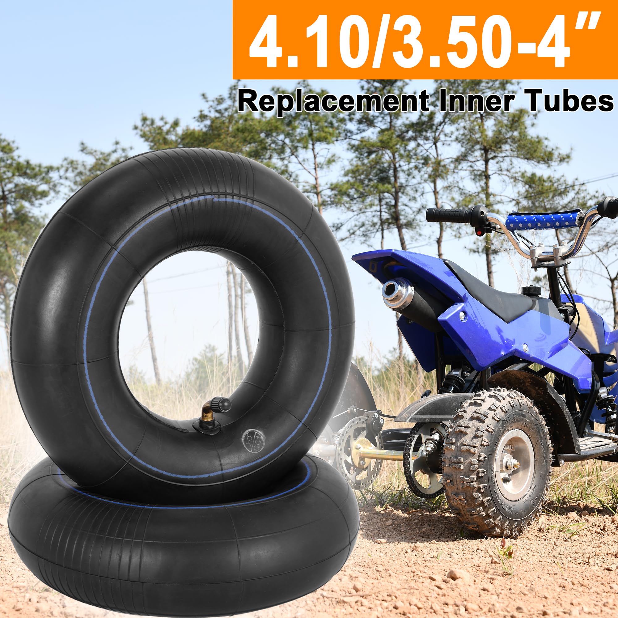 LAOYE 2 Pcs Chambre A Air 4.10 3.50-4 Valve Droite TR13, Chambre à Air 4.10/3.50-4 Pour Diable